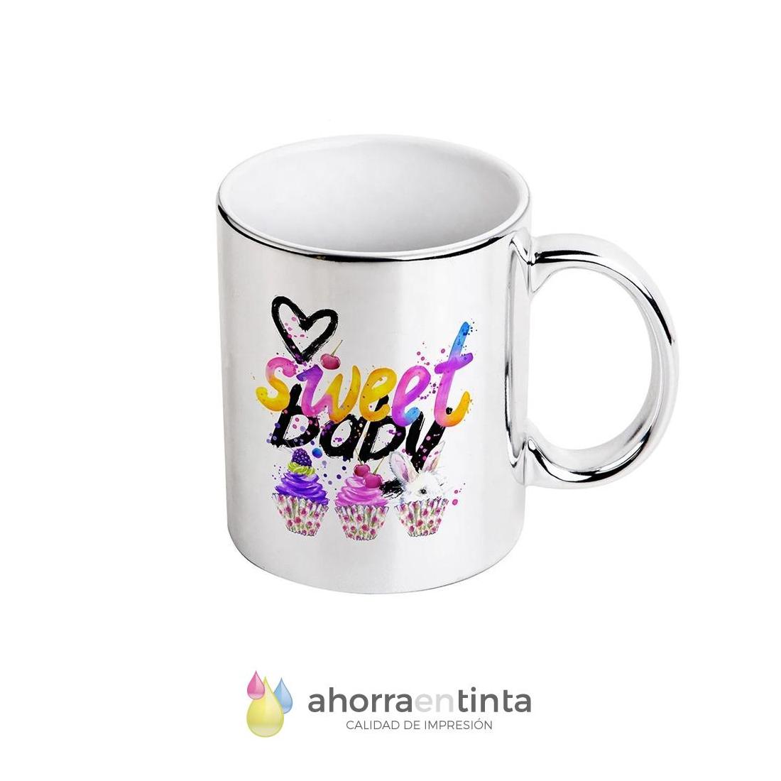 Tazas De Cerámica Plateadas Brillantes De 11 Oz Para Sublimación - Ideales Para Prensa Térmica