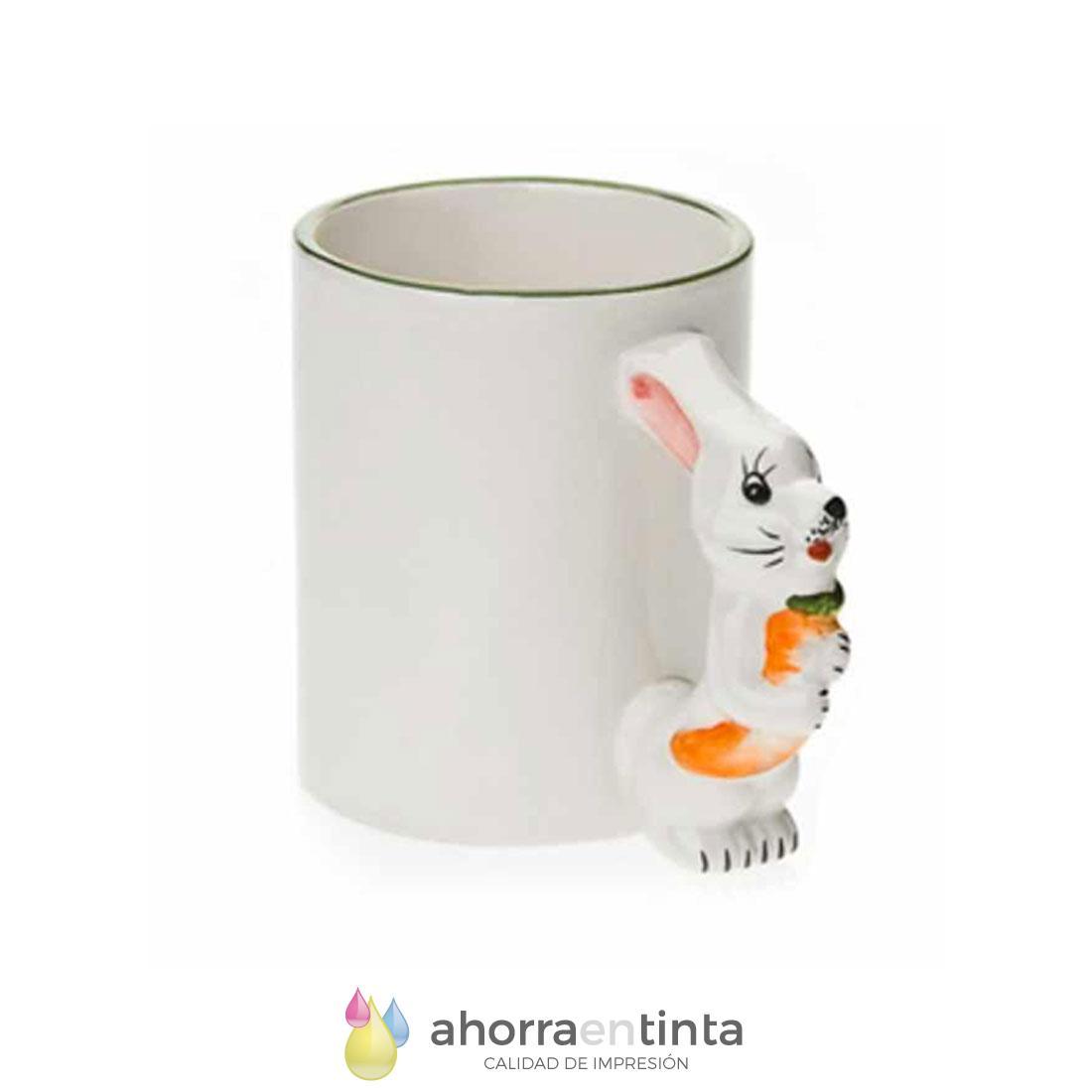 Taza sublimación infantil con asa de animal conejo