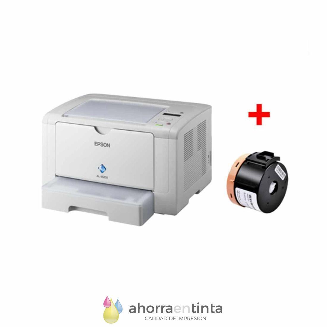 Impresora Laser Epson LED monocromo WORKFORCE AL-M200DN + 1 cartucho toner  compatible extra