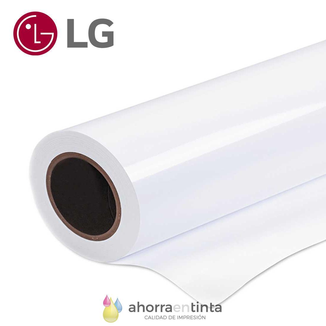 Vinilo Polimérico Imprimible LG Blanco Mate 80 micras AirFree Trasera Gris  - Ancho 52,5 cm