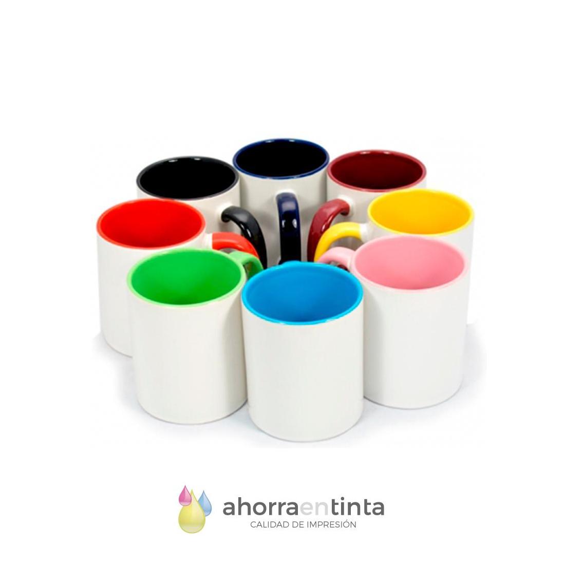 Taza sublimación cerámica 11oz con interior y asa en color a elegir - Calidad AAA