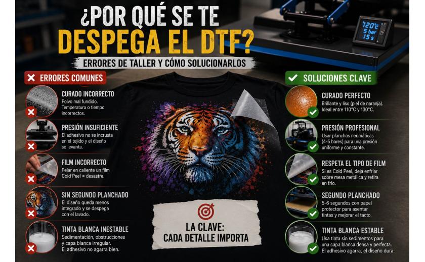 ¿Por qué se te despega el DTF? Errores de taller y cómo solucionarlos